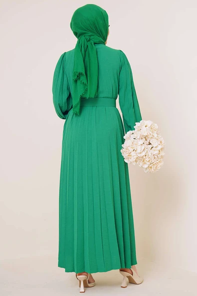 Piliseli Kemerli Ayrobin Elbise Benetton - 3