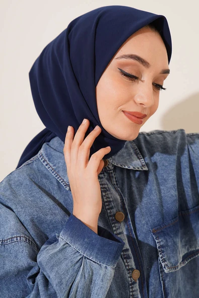 Medine İpeği Eşarp Lacivert - Resim 2