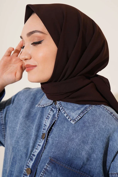 Medine İpeği Eşarp Acı Kahve - Resim 2