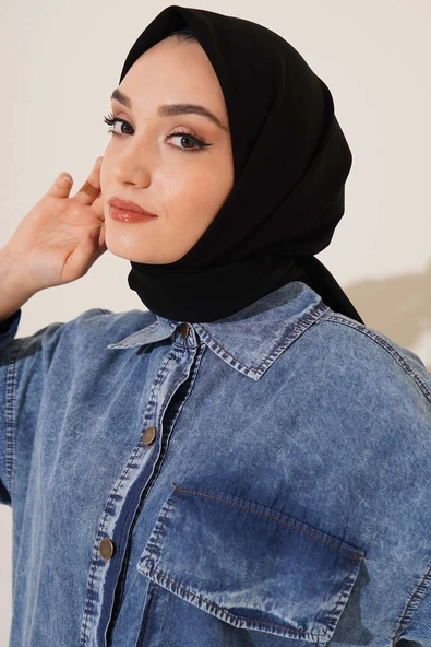 Medine İpeği Eşarp Siyah