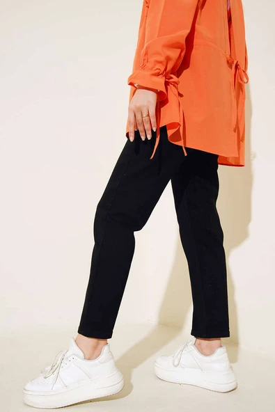 Geniş Paça Kot Pantolon Siyah - Resim 3