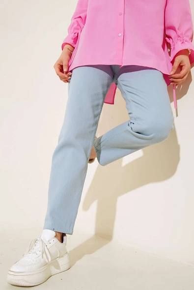Düz Boyfriend Bondi Açık Mavi Pantolon ürün görseli 1