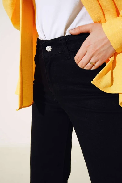 Yüksel Bel Palazzo Pantolon Siyah - Resim 4