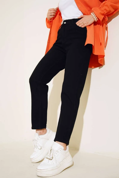 Geniş Paça Kot Pantolon Siyah - Resim 2