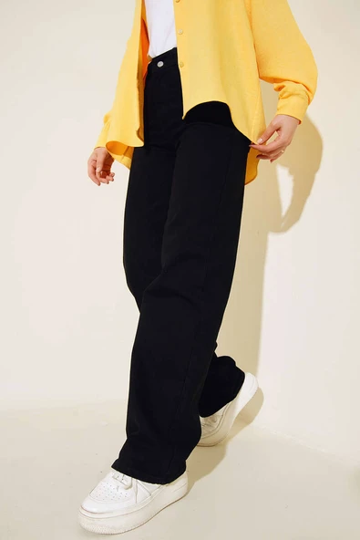 Yüksel Bel Palazzo Pantolon Siyah - Resim 2