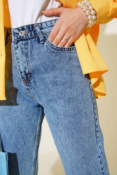 Düz Boyfriend Bondi Orta Kar Pantolon - Resim 4