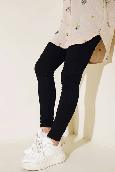 Yüksek Bel Dar Paça Pantolon Siyah ürün görseli 1