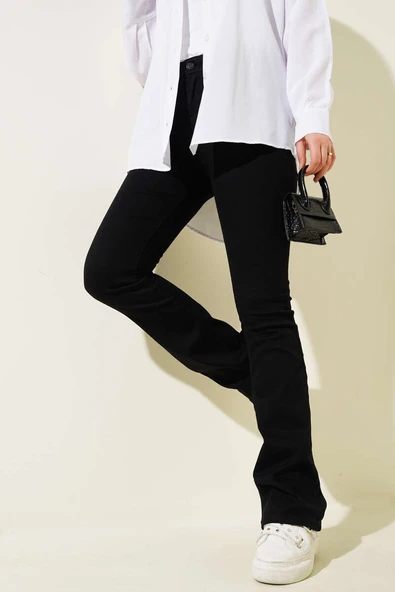 İspanyol Bol Paça Pantolon Siyah ürün görseli 1