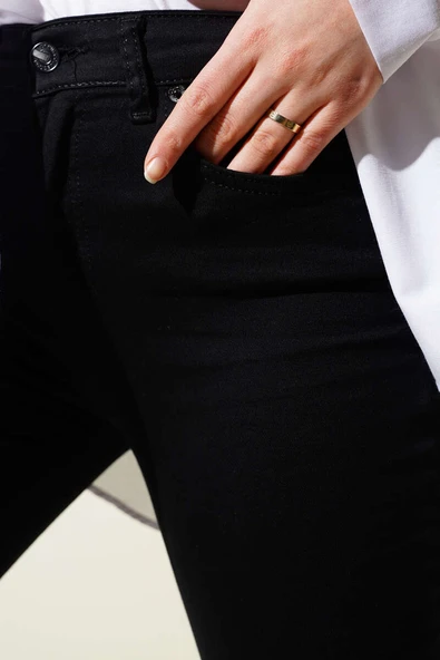 İspanyol Bol Paça Pantolon Siyah - Resim 4