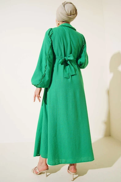 Bebe Yaka Düğmeli Elbise Benetton - 3