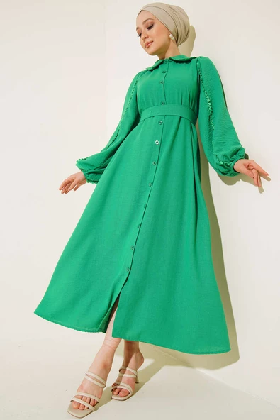 Bebe Yaka Düğmeli Elbise Benetton