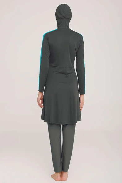 Metal Armalı Likralı Tesettür Mayo Antrasit - Resim 3