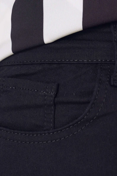 Likralı Büyük Beden Jean Pantolon Siyah - 4