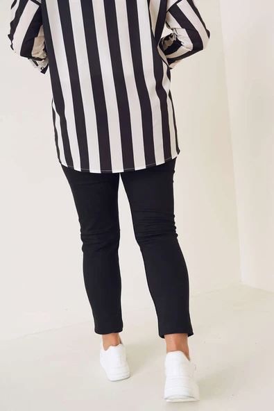 Likralı Büyük Beden Jean Pantolon Siyah - 3