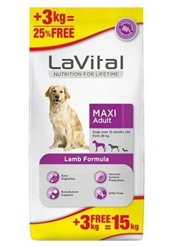 Lavital Kuzu Etli Büyük Irk Yetiskin Köpek Mamasi 12 + 3 Kg