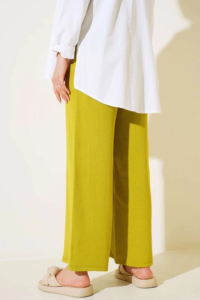 Ayrobin Beli Lastikli Pantolon Fıstık Yeşili - Resim 3