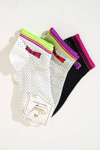 Bayan Patik Üçlü Çorap Serisi Asorti 9 ürün görseli