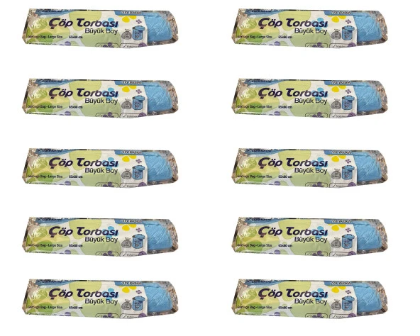 Canhome Mavi Büyük Boy Battal 65x80 Cm. 30 Litre Çöp Torbası Poşeti - 10 Adetlik 10 Rulo