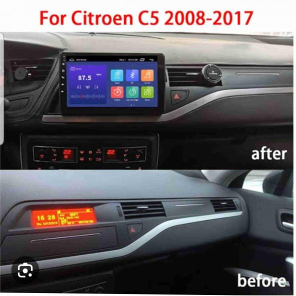 NOİSER Citroen C5  2008 - 2017 ANDROİD TEYP ÇERÇEVE (10 INCH) - SOKET - CANBUS