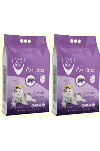 Vancat Lavanta Kokulu İnce Taneli Kedi Kumu 10 Kg 2 Adet