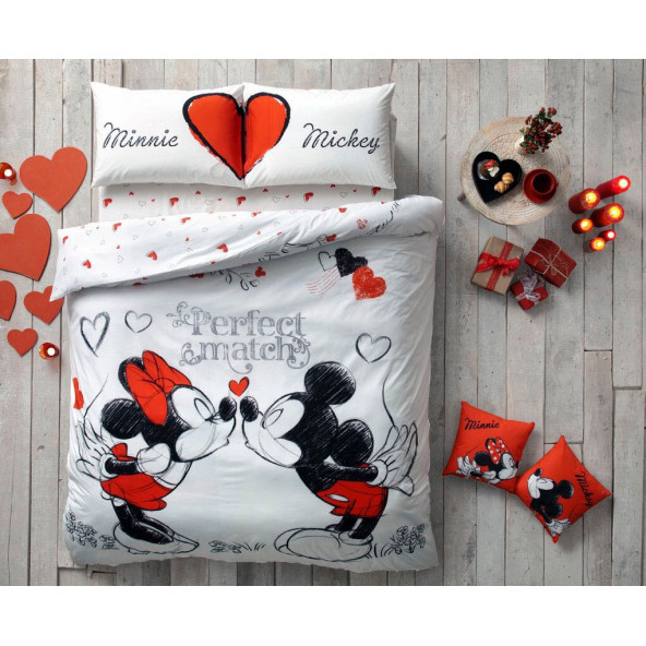 Taç Lisanslı Disney Minnie And Mickey Perfect Çift Kişilik Nevresim Takımı - 2