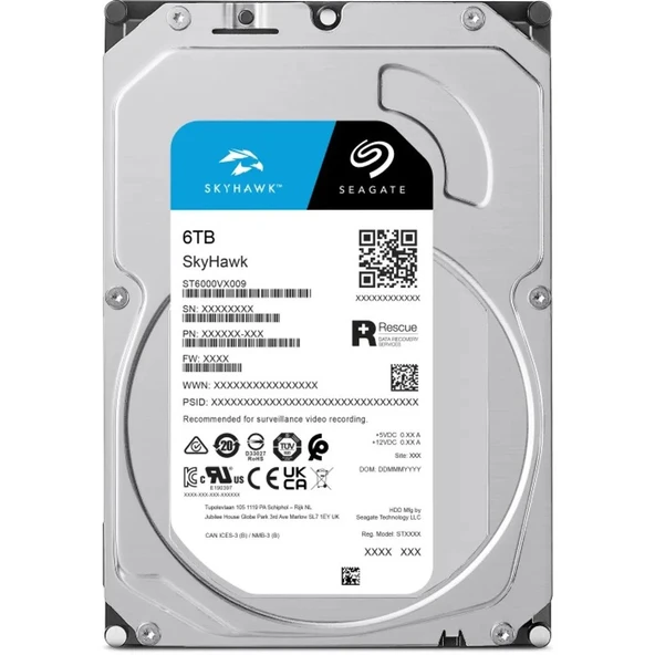 Seagate SKYHAWK ST6000VX009 6TB 5400RPM 3,5" 7/24 Güvenlik Diski (Resmi Distribütör Garantilidir) - Resim 2