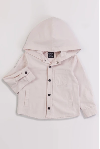 Kapüşonlu Cepli Katlanabilir Kol Erkek Çocuk Gömlek - Resim 6