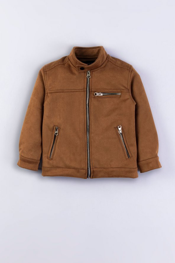 Cepli Fermuarlı Erkek Çocuk Süet Ceket - 5