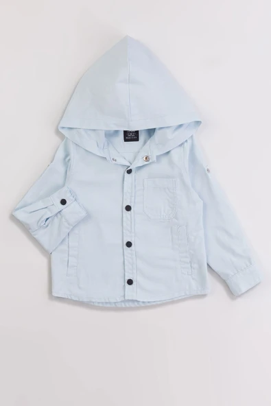 Kapüşonlu Cepli Katlanabilir Kol Erkek Çocuk Gömlek - Resim 11