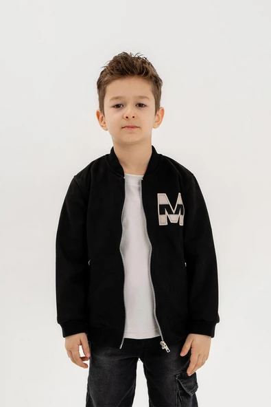 Deri Garnili Cepli Fermuarlı Erkek Çocuk Kolej Ceket - 6