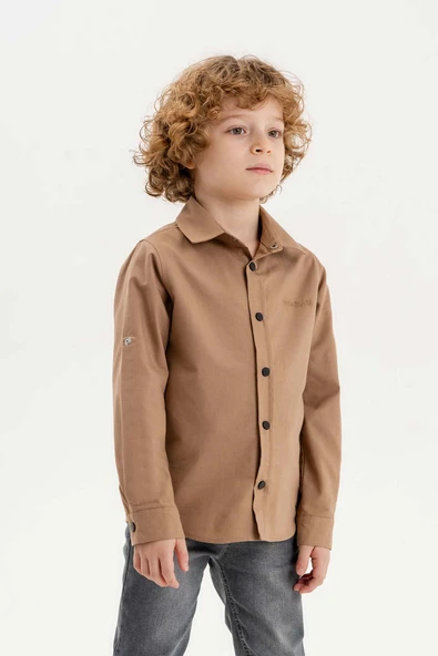 Katlanabilir Uzun Kol Basic Erkek Çocuk Gömlek - 7