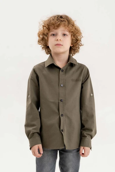 Katlanabilir Uzun Kol Basic Erkek Çocuk Gömlek - 3