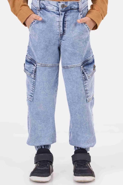 Çift Körüklü Cepli Lastikli Jogger Erkek Çocuk Pantolon - Resim 11