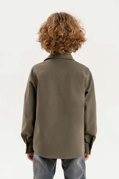 Katlanabilir Uzun Kol Basic Erkek Çocuk Gömlek - Resim 4