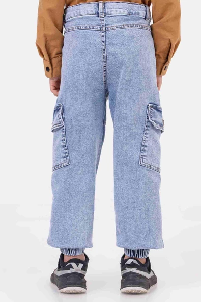 Çift Körüklü Cepli Lastikli Jogger Erkek Çocuk Pantolon - Resim 12