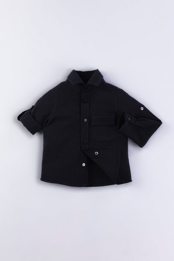 Cepli Katlanabilir Kol Erkek Çocuk Gömlek - 2