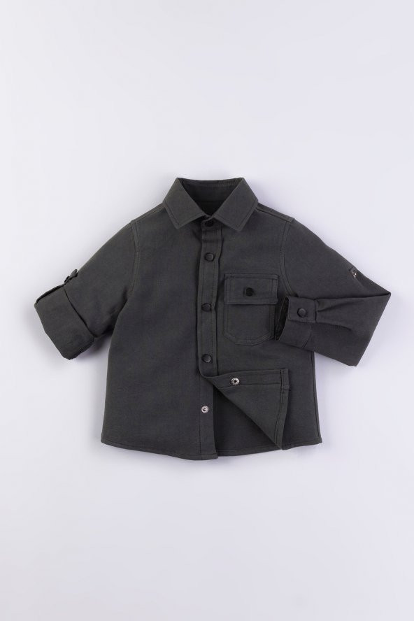 Cepli Katlanabilir Kol Erkek Çocuk Gömlek - 4