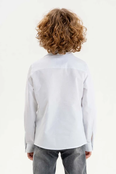 Katlanabilir Uzun Kol Basic Erkek Çocuk Gömlek - Resim 1