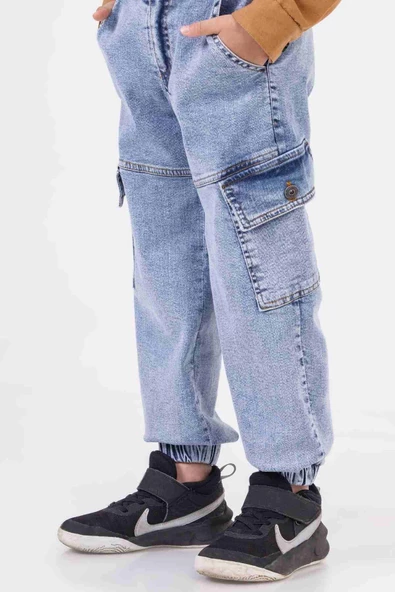 Çift Körüklü Cepli Lastikli Jogger Erkek Çocuk Pantolon - Resim 9