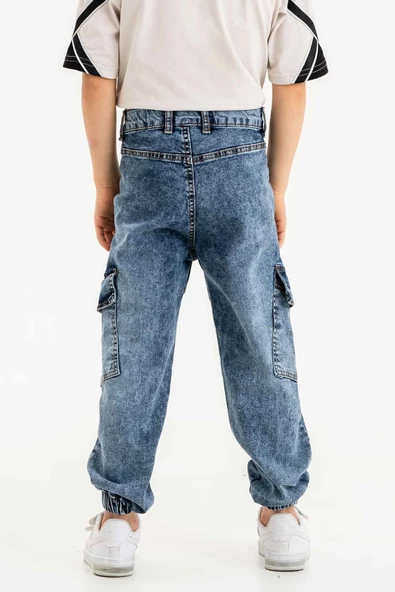 Çift Körüklü Cepli Lastikli Jogger Erkek Çocuk Pantolon - Resim 3