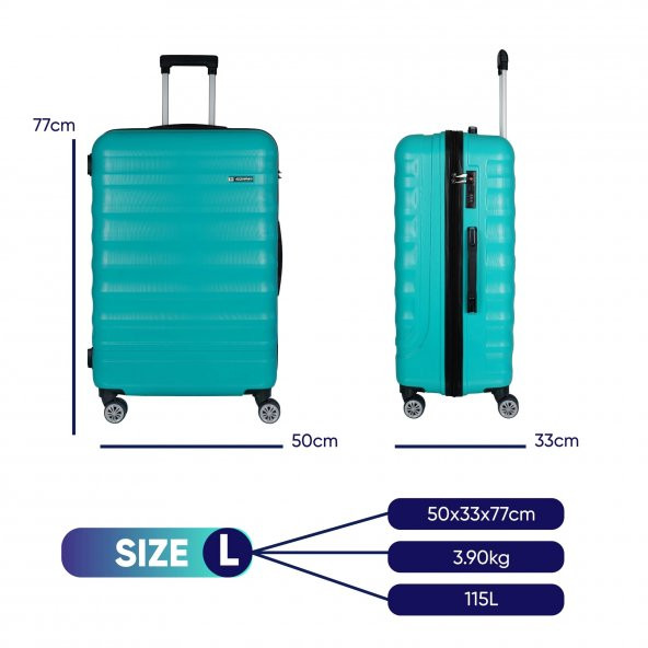 Vegmann Delphin Su Yeşili Büyük Boy Valiz - 2