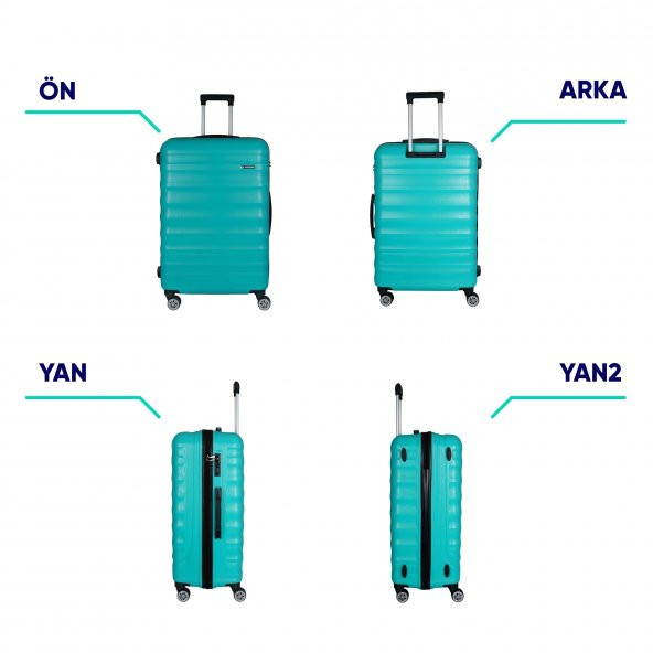 Vegmann Delphin Su Yeşili Büyük Boy Valiz - 3