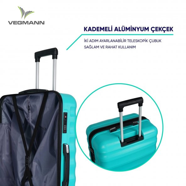 Vegmann Delphin Su Yeşili Büyük Boy Valiz - 7