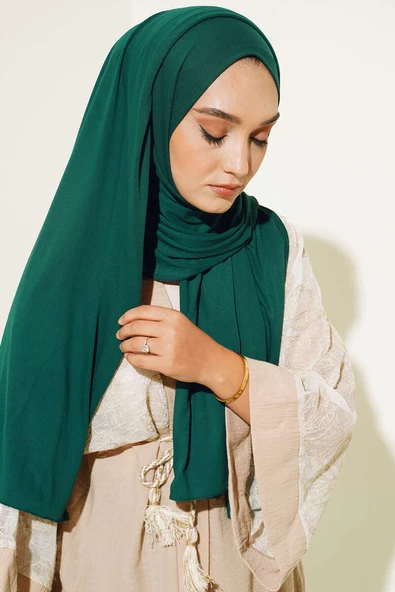 Düz Penye Şal Zümrüt - Resim 2