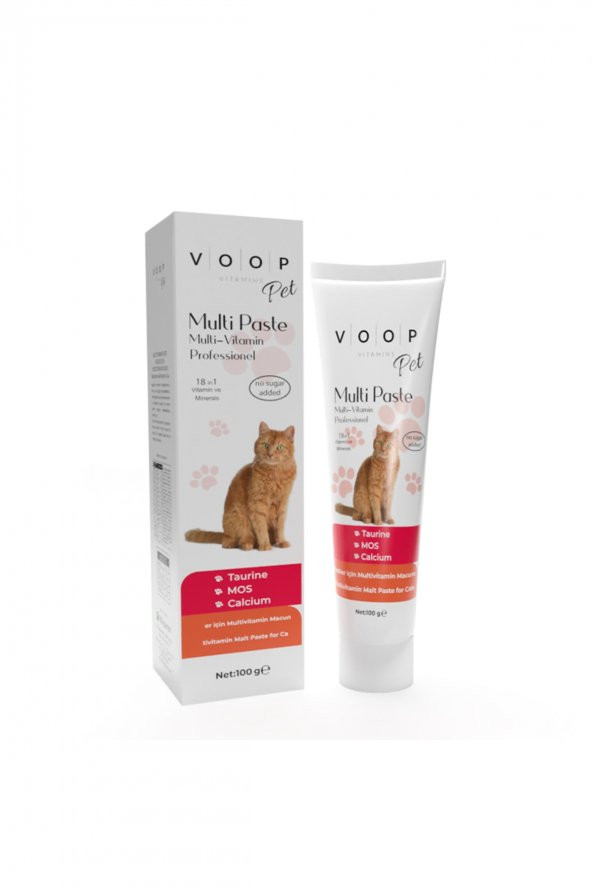 VOOP Pet Multi Paste Malte(Kedilerde Bağışıklık Sistemi Güçlendirici, Tüy Yumak Multivitamin Macun)100 gr
