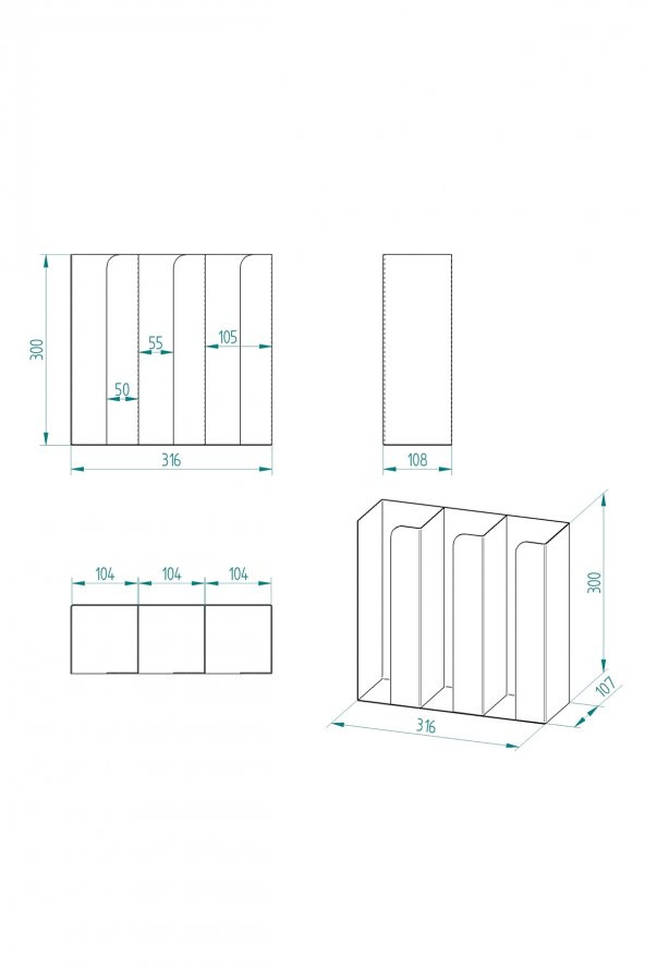3 Bölmeli Karton Bardaklık Organizer - 3