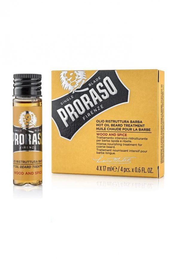 Proraso Hot Oil Beard treatment Wood And Spice 4x17 ml Sakal Bakım Yağı Sıcak Uygulama