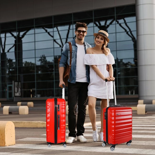 Vegmann Delphin Kırmızı Orta Boy Valiz - Resim 5