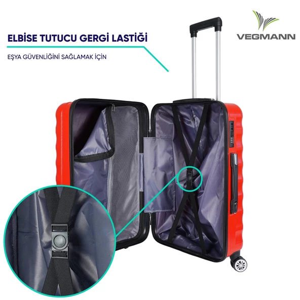 Vegmann Delphin Kırmızı Orta Boy Valiz - Resim 4