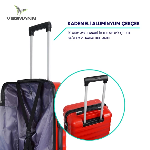 Vegmann Delphin Kırmızı Orta Boy Valiz - Resim 6